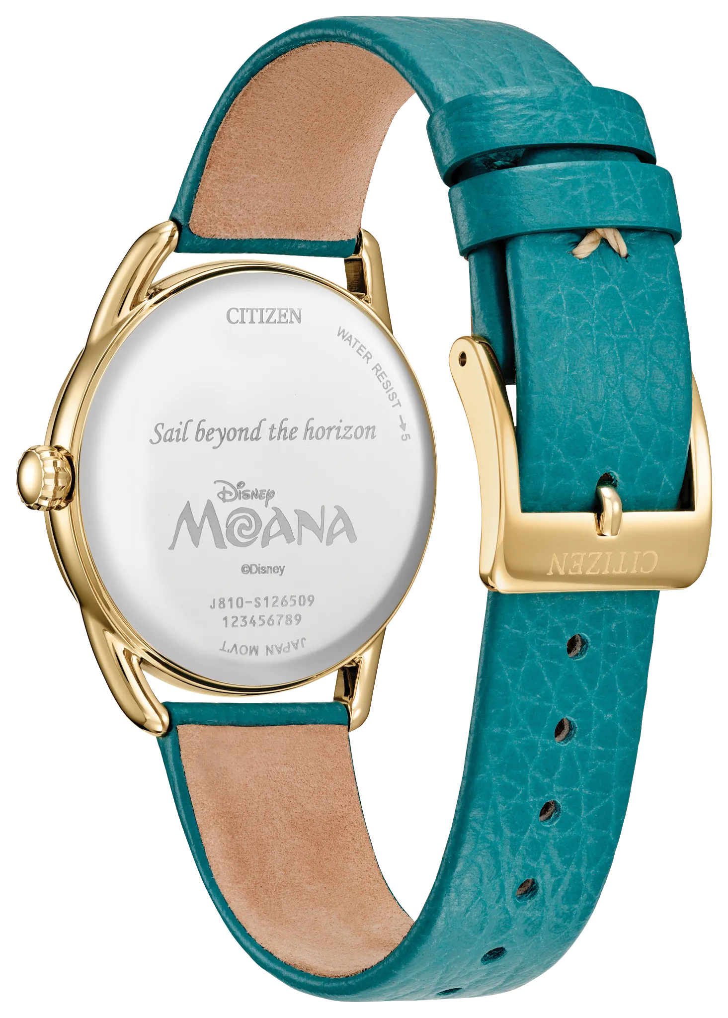 Moana's Ocean Adventure Champagne Dial Leather Strap FE6182-46Y